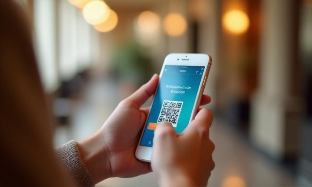 Gast checkt mit Smartphone ein